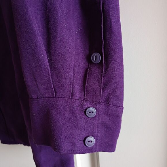 Catherine's Purple Button Up Blouse Super Soft Microfiber? 2XL Shacket Long Slv - Picture 3 of 4